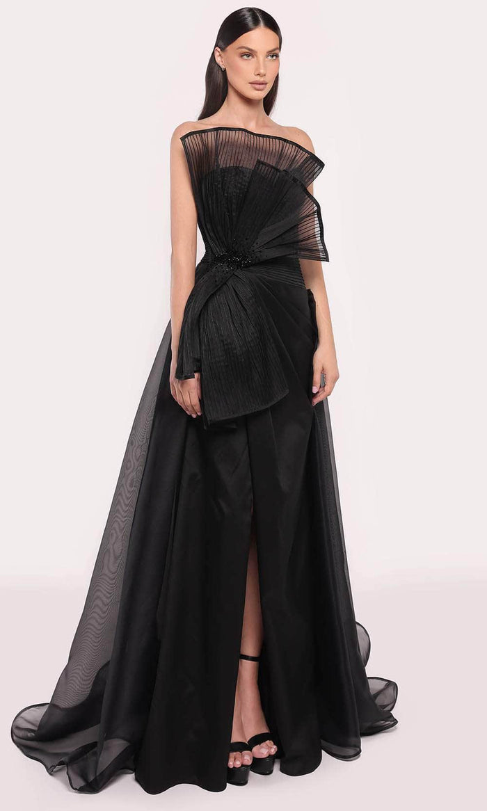 Tarik Ediz 98708 - Draped Tier Bodice Gown Prom Dresses 0 / Black