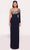 Tarik Ediz 98712 - Long Sleeve One Shoulder Gown Prom Gown 0 / Navy