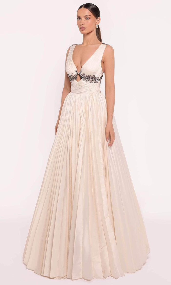 Tarik Ediz 98715 - Strappy Bandeau Evening Gown Ball Gowns 0 / Vanilla