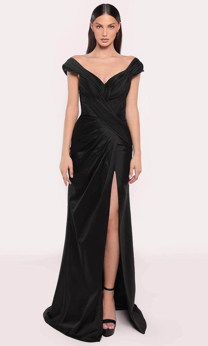 Tarik Ediz 98721 - Cap Sleeve V-Neck Evening Gown Mother of the Bride Dresses 0 / Black