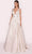 Tarik Ediz 98732 - Plunging V-Neck Evening Gown Evening Gown 0 / Ivory