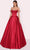 Tarik Ediz 98741 - Off Shoulder Taffeta Gown Prom Dresses 0 / Hotue Red