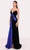 Tarik Ediz 98794 - Two Toned Bow Gown Prom Dresses 0 / Black/Royal Blue