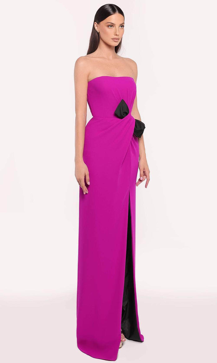 Tarik Ediz 98795 - Strapless Bow Evening Gown Evening Dresses 0 / Orchid/Black