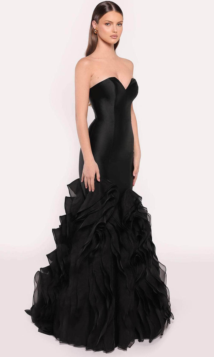 Tarik Ediz 98816 - Floral Hem Evening Gown Prom Dresses 0 / Black