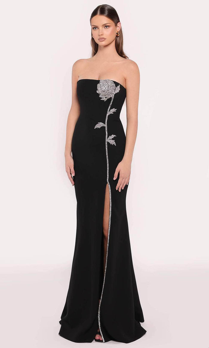 Tarik Ediz 98871 - Beaded Floral Evening Dress Evening Dresses 0 / Black