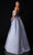 Terani Couture - 2111E4728 Asymmetric Neckline Pleated Detailed Prom Gown Evening Dresses 12 / Pewter