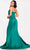 Terani Couture 231P0062 - Pleated Style V-Neck Evening Gown Evening Dresses 10 / Emerald