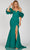 Terani Couture 231P0181 - Ruffled Sleeve Sheath Evening Gown Evening Dresses 00 / Emerald