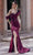 Terani Couture 232E1240 - Floral Appliqued Mermaid Evening Gown Special Occasion Dress 00 / Wine