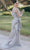 Terani Couture 232E1297 - V-Neck Side Ruffle Evening Gown Wedding Guest 10 / Light Gold