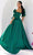 Terani Couture 232M1510 - Ruched Detailed Off Shoulder Evening Dress Evening Dresses 20 / Emerald