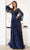 Terani Couture 241M2739 - Long Sleeve V-Neck Evening Dress Evening Gown 00 / Navy