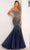 Terani Couture 241P2132 - Plunging Neckline Mermaid Prom Dress Prom Dresses 12 / Navy Silver