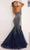 Terani Couture 241P2132 - Plunging Neckline Mermaid Prom Dress Prom Dresses 12 / Navy Silver