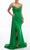 Terani Couture 241P2136 - Draped Sequin Prom Dress with Slit Prom Dresses 00 / Emerald