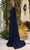 Terani Couture 242E3133 - Asymmetric Sheath Evening Gown with Cape Evening Dresses 18 / Navy