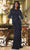 Terani Couture 242M3375 - Cape Sleeve Beaded Evening Gown Mother Of The Bride Dresses 00 / Navy