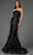 Terani Couture 251E4226 - Straight Neck Feather Accent Evening Gown Evening Dresses 00 / Black