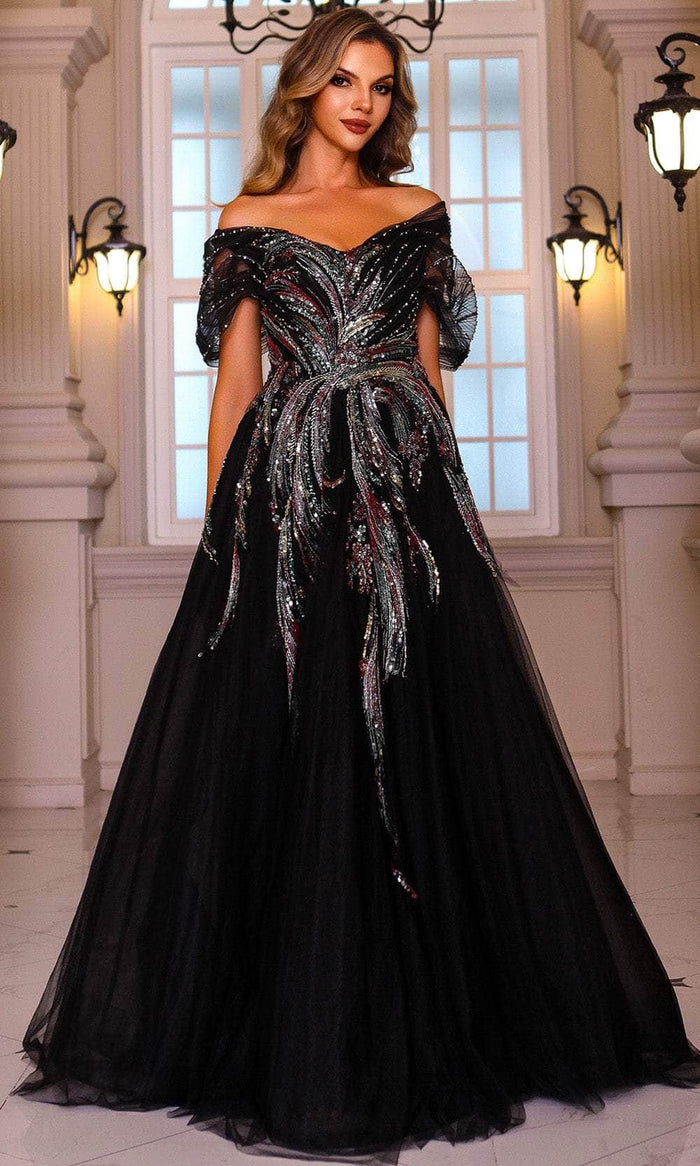 Terani Couture 251M4411 - Elegant Beaded Tulle Ballgown Mother of the Bride Dresses 00 / Black Multi