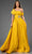 Terani Couture 251M4441 - One Sholder Pleated Waistband Evening Gown Mother of the Bride Dresses 00 / Gold