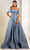 Terani Couture 251M4441 - One Sholder Pleated Waistband Evening Gown Mother of the Bride Dresses 00 / Slate