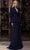 Terani Couture 251M4572 - Floral Accent Pleated Skirt Evening Gown Mother of the Bride Dresses 00 / Navy