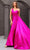 Terani Couture 251P4123 - Asymmetric Neck Side Draped Prom Dress Evening Dresses 00 / Fuchsia