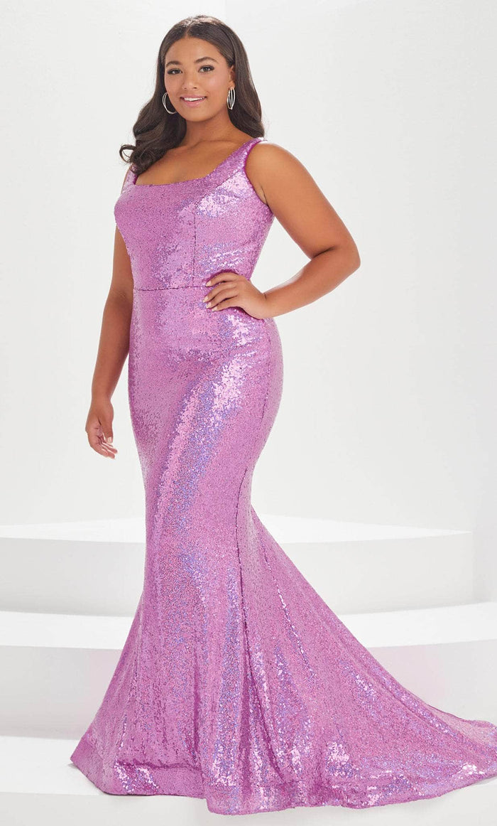 Tiffany Designs by Christina Wu 16037 - Sequined Sheath Prom Gown Prom Dresses 14W / Violet