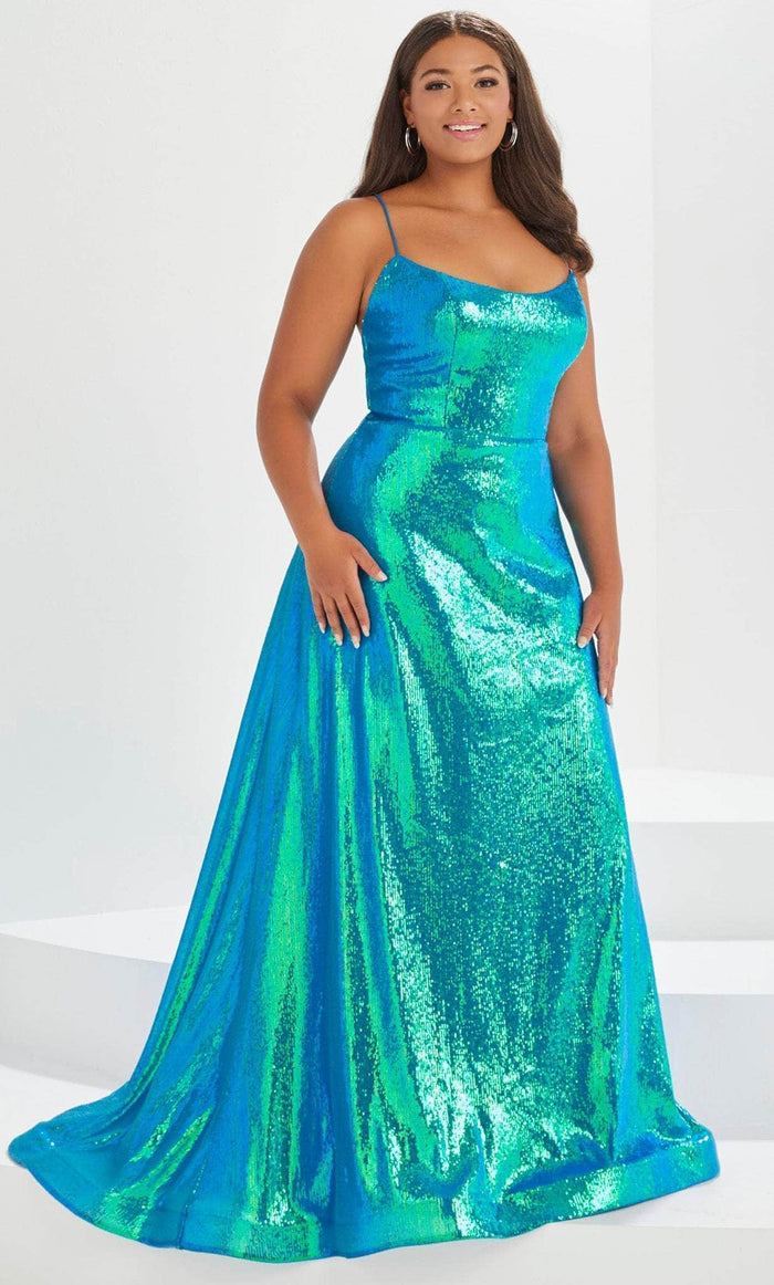 Tiffany Designs by Christina Wu 16043 - Sequined A-Line Prom Gown Prom Dresses 14W / Mermaid