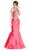 Trevi Collection - Bedazzled Halter Mermaid Evening Dress Evening Dresses XXS / Fuchsia