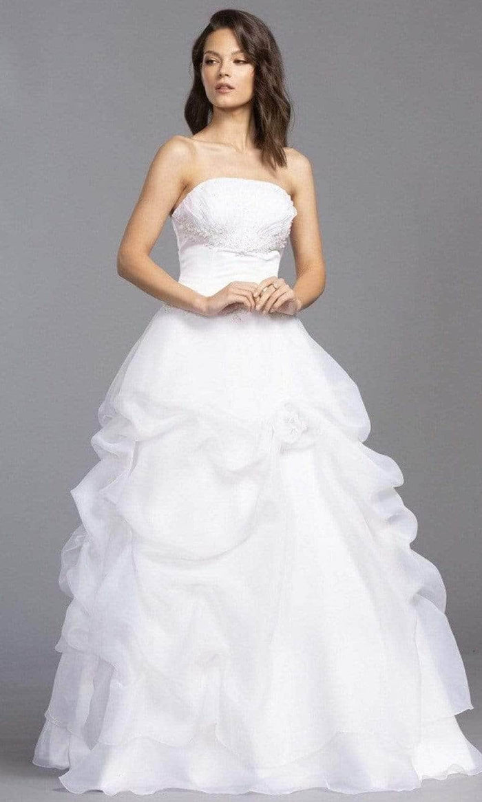 Trevi Collection Bridal - LH039 Strapless Ruffled Bridal Dress Wedding Dresses XS / White