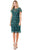 Trevi Collection D713 - Illusion Jewel Knee Length Formal Dress Wedding Guest XXS / Bk-Green