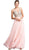 Trevi Collection - Embellished Plunging V-neck A-line Prom Dress Prom Dresses XXS / Blush