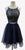 Trevi Collection - Halter Cocktail Dress with Ribbon Sash Waistband Cocktail Dresses XXS / Navy