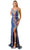 Trevi Collection L2754T - Embellished Evening Gown with Slit Evening Dresses XXS / Navy