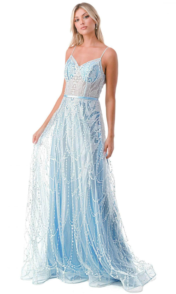 Trevi Collection L2775B - Embroidered Sleeveless Prom Dress Prom Dresses XS / Ice Blue