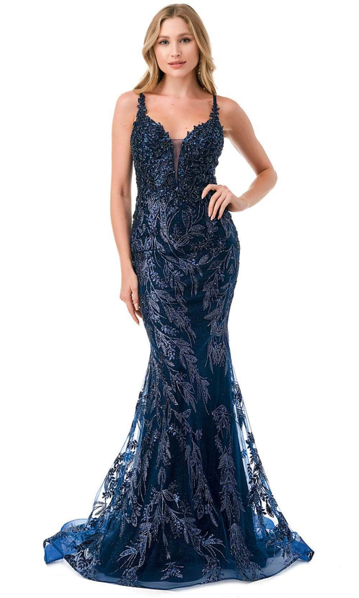 Trevi Collection L2777B - Lace Up Mermaid Prom Dress Prom Dresses XS / Navy