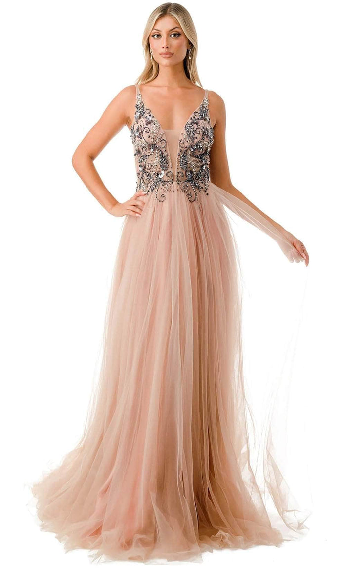 Trevi Collection L2781A - Sleeveless Plunging V-Neck Prom Dress Prom Dresses 2XL / Mauve