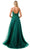 Trevi Collection L2782A - Appliqued Plunging V-Neck Evening Gown Evening Dresses