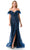 Trevi Collection L2786F - Ruffled Sleeve Embellished Evening Gown Evening Dresses XS / Navy