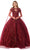 Trevi Collection L2804C - Off Shoulder Beaded Ballgown With Cape Ball Gowns