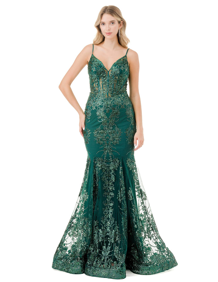 Trevi Collection L2820W - Corset Bodice Mermaid Evening Gown Evening Dresses XS / Hunter Green