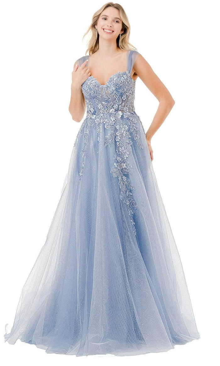 Trevi Collection L2852L - 3D Floral Embellished Sleeveless Prom Gown Prom Dress XXS / Dusty Blue