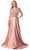 Trevi Collection M2734F - Embroidered Quarter Sleeve Formal Dress Evening Dresses M / Dusty Pink