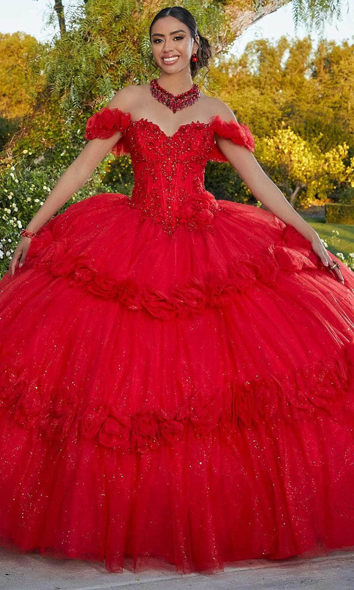 Vizcaya by Mori Lee 89433 - Floral Embroidered Quinceanera Ballgown Quinceanera Dresses 00 / Scarlet