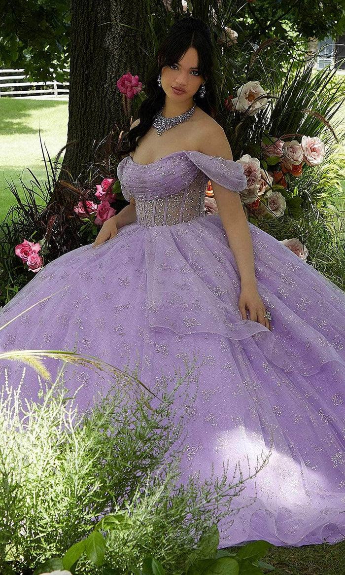 Vizcaya by Mori Lee 89450 - Sheer Bodice Embellished Ballgown Ball Gowns 00 / Orchid