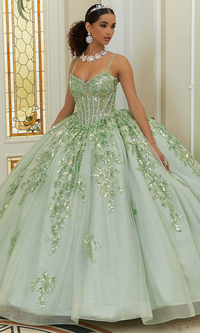 Vizcaya by Mori Lee 89472 - Pattern Sequin Quinceanera Ballgown Quinceanera Dresses 00 / Sage/Gold