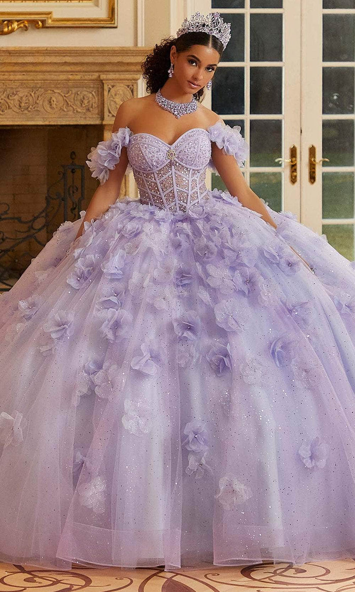 Vizcaya by Mori Lee 89477 - Sweetheart Sheer Webbed Corset Ballgown Quinceanera Dresses 00 / Blue Orchid