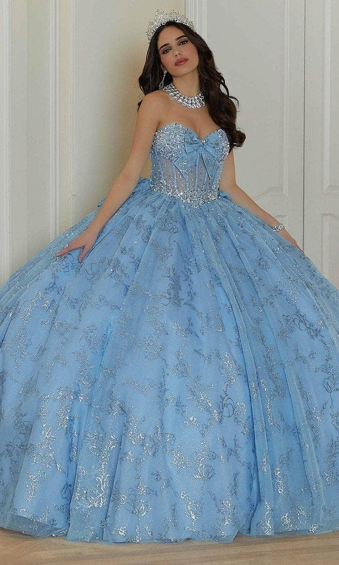 Vizcaya by Mori Lee 89478 - Floral Patterned Quinceanera Ballgown Quinceanera Dresses 00 / French Blue